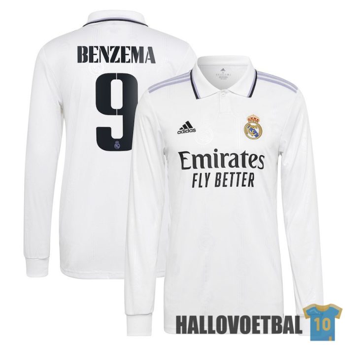 shirt real madrid 2022-2023 thuis speler versie lange mouwen benzema 9